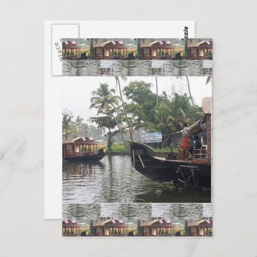 KERALA India RIVER Boote Postkarte (Vorne/Hinten)