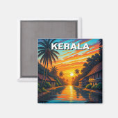 Kerala India Sunset Magnet (Vorderseite/Rückseite)