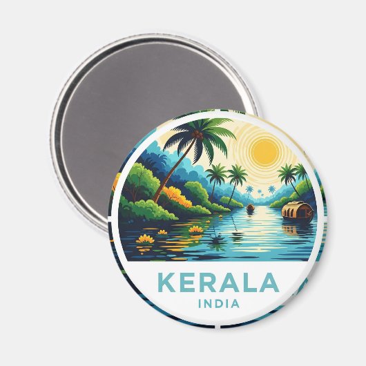 Kerala India Sunset Magnet (Vorderseite/Rückseite)