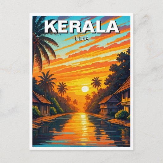 Kerala India Sunset Postkarte (Vorderseite)
