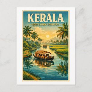 Kerala, Indien, in einer klassischen Retro-Reise Postkarte