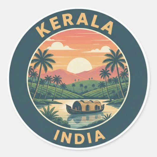 Kerala Indien Runder Aufkleber (Vorderseite)