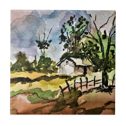 Keramik - 4,25in x 4,25in - Nach unten durch den B Fliese (Vorderseite)