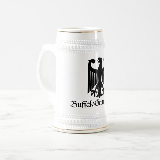 Keramik-Adler-Bier Stein Bierglas (Vorderseite Links)