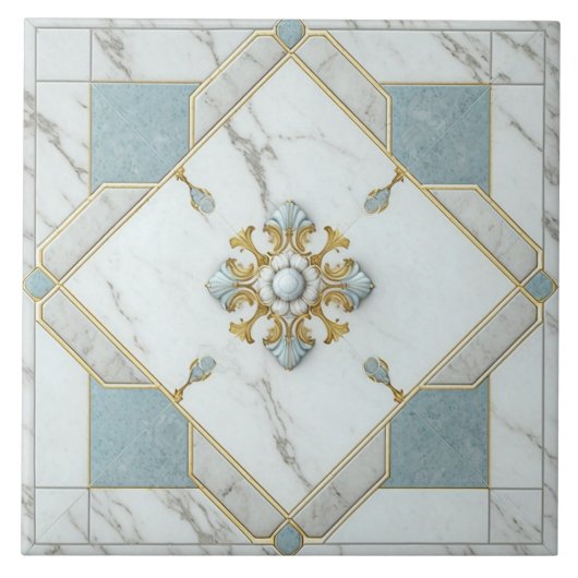 Keramik aus Marmor mit Rose Window Mosaik Fliese (Vorderseite)