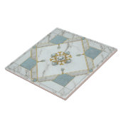 Keramik aus Marmor mit Rose Window Mosaik Fliese (Seite)