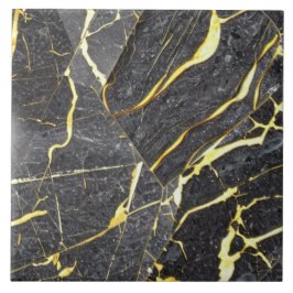 Keramik aus schwarzem, grauem und goldenem Marmor Fliese