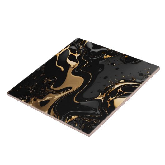 Keramik aus schwarzem und goldfarbenem Marmor Fliese (Seite)