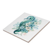 Keramik aus türkisfarbenem Seepferd Fliese (Seite)