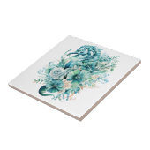 Keramik aus türkisfarbenem Seepferd Fliese (Seite)