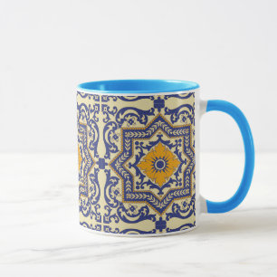 Keramik Azulejo Art-blaue orange Tasse