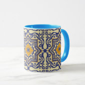 Keramik Azulejo Art-blaue orange Tasse (VorderseiteRechts)