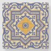 Keramik Azulejo Art-blauer orange Untersetzer (Vorderseite)