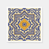 Keramik Azulejo Style Blue Orange Napkins Serviette (Vorderseite)