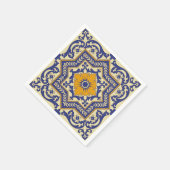 Keramik Azulejo Style Blue Orange Napkins Serviette (Ecke)