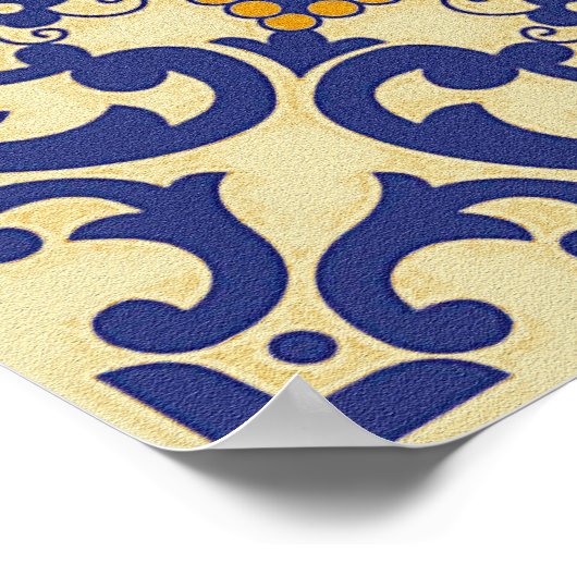 Keramik Azulejo Style Blue Orange Poster (Ecke)