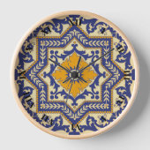 Keramik Azulejo Style Blue Orange Uhr (Vorderseite)