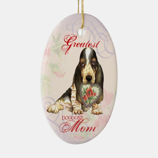 Keramik Basset Hound Heart Mama Keramik Ornament (Rechts)