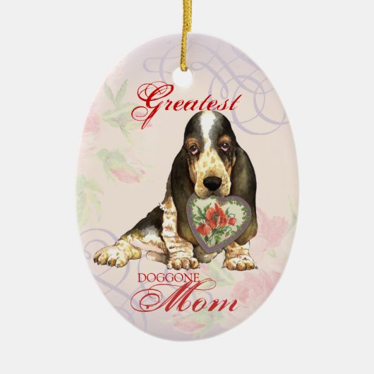 Keramik Basset Hound Heart Mama Keramik Ornament (Vorne)
