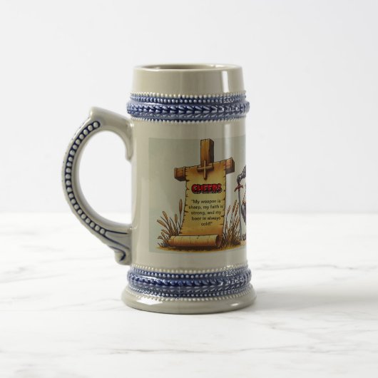 Keramik Bier Tasse mit Crusader Knight Design (Links)