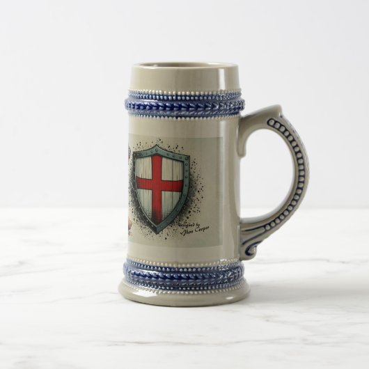 Keramik Bier Tasse mit Crusader Knight Design (Rechts)