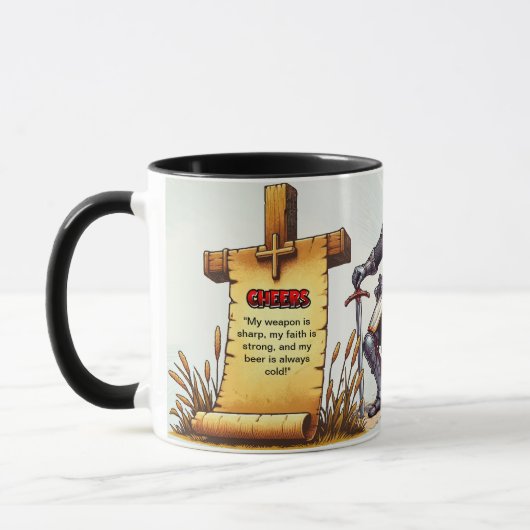 Keramik Bier Tasse mit Crusader Knight Design (Links)