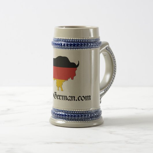 Keramik-Bison-Bier Stein Bierglas (VorderseiteRechts)