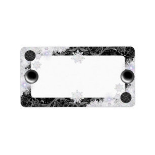 Keramik Black & Snowflake Adressaufkleber