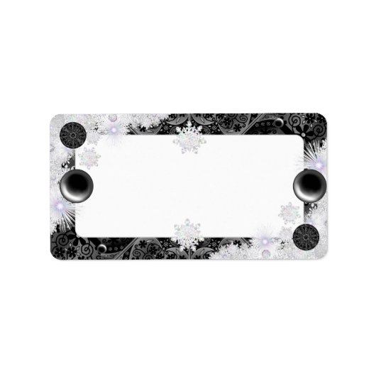 Keramik Black & Snowflake Adressaufkleber (Vorne)