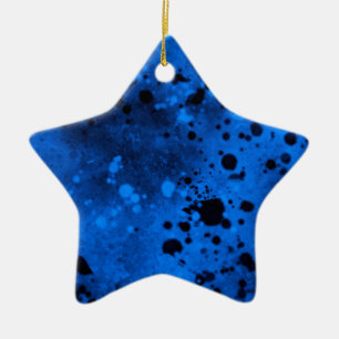 Keramik Blau und Schwarz-Spritzer Ornament