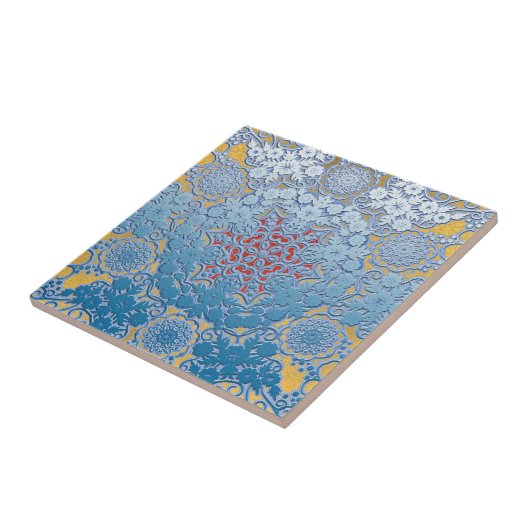 Keramik Blauer Pfirsich Fliese (Seite)