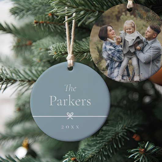 Keramik Blue | Einfaches Minimal Bow-Foto Keramik Ornament