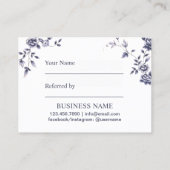 Keramik Blue Floral Beauty Salon Referendum Empfehlungskarte (Rückseite)