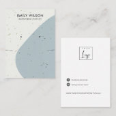 KERAMIK BLUE GRAY WAVE NECKLACE EARRING DISPLAY VISITENKARTE (Vorne/Hinten)