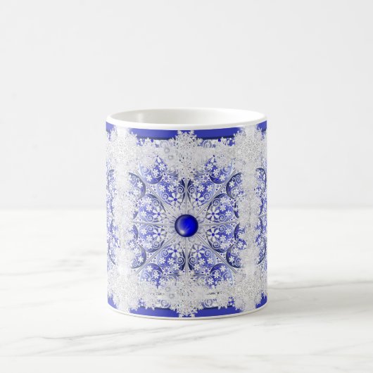 Keramik Blue of Greece & Snowflake Kaffeetasse (Mittel)