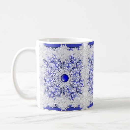 Keramik Blue of Greece & Snowflake Kaffeetasse (Links)