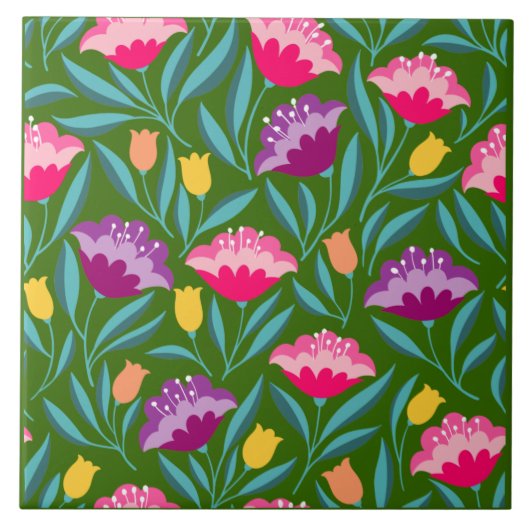 Keramik-Blumenfliese Fliese (Vorderseite)
