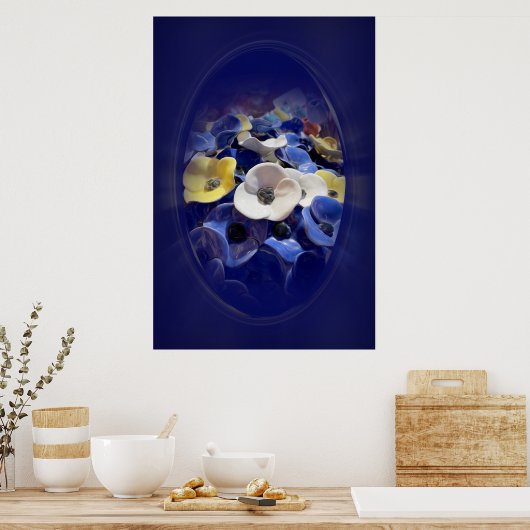 Keramik-Blumenmedaillon Poster (Küche)