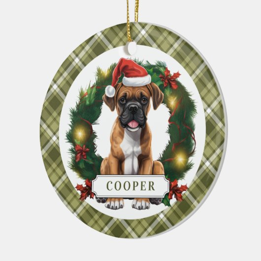 Keramik Boxer Dog Circle Ornament (Links)