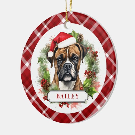 Keramik Boxer Dog Circle Ornament (Links)