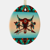 Keramik Buffalo Skull and Arrows Ornament (Rechts)