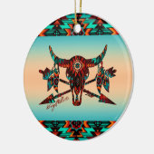 Keramik Buffalo Skull and Arrows Ornament (Links)
