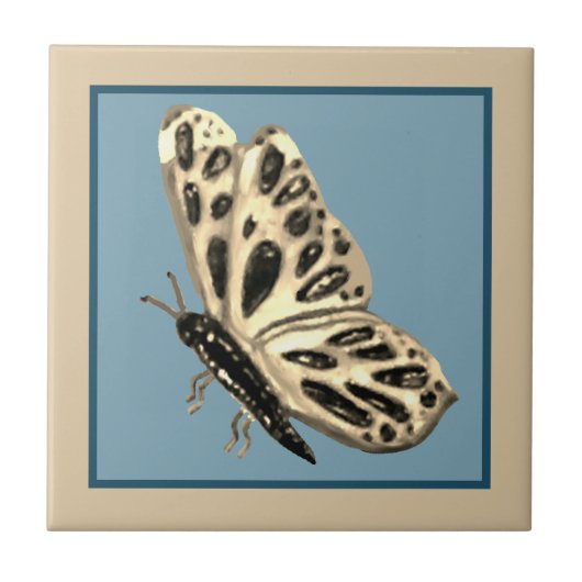 Keramik Butterfly mit Gold und Schwarz Fliese (Vorderseite)
