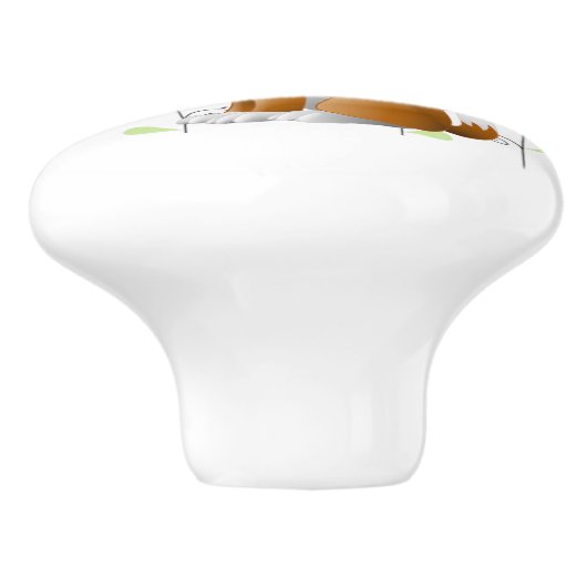 Keramik Cabinet Knob Puppy Dog Keramikknauf (Seitenansicht)