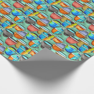 Keramik Coffee Cups Wasserfarbenes Muster Geschenkpapier