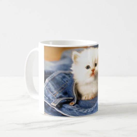 Keramik Coffee Tasse-Blue Jean Kitten Kaffeetasse (Vorderseite Links)