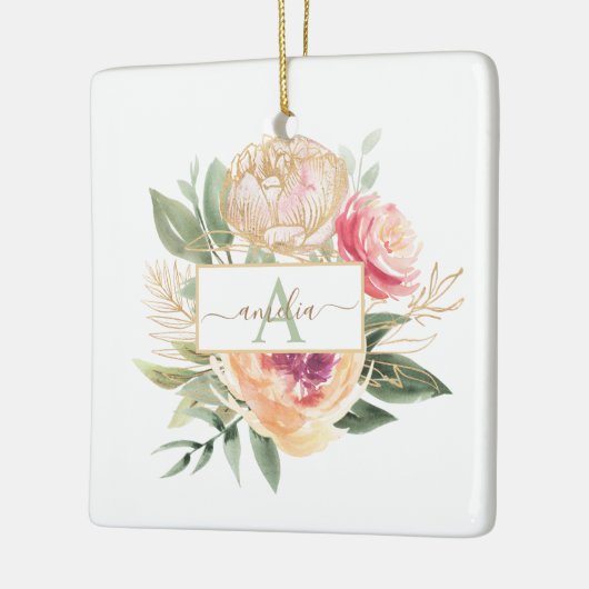 Keramik Dekoration von Peony Bloom Monogramm (Links)