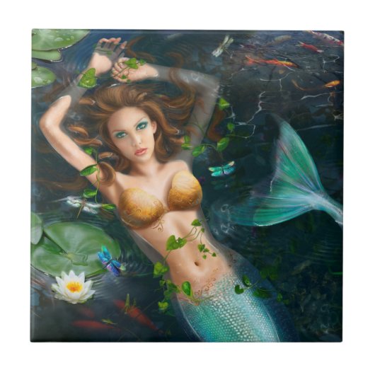 Keramik Dekorative Meerjungenteiche im See Fliese (Vorderseite)