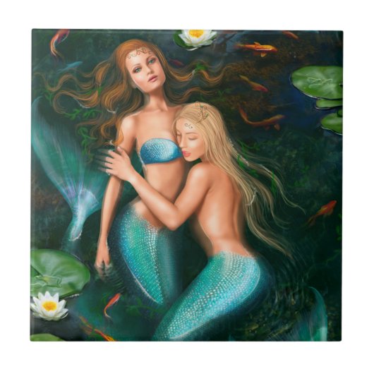 Keramik dekorative Mermaids Tile Fliese (Vorderseite)