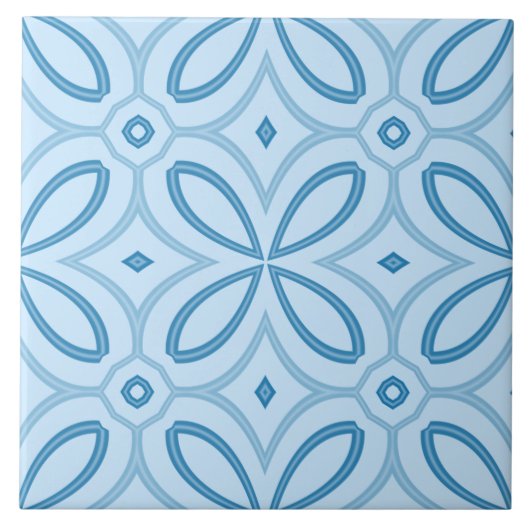 Keramik der blauen geometrischen Blume Fliese (Vorderseite)